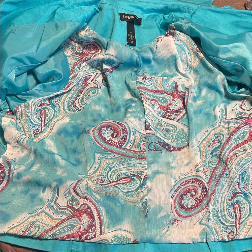 LANE BRYANT Turquoise Womens sz 20 Zippers Jacket - Picture 6 of 6
